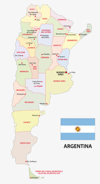 argentina administrative map with flag