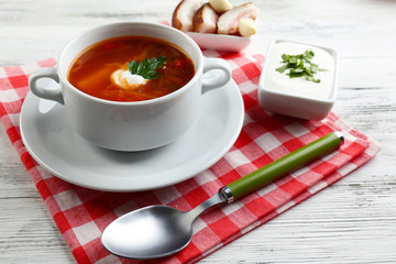 Ukrainian beetroot soup - borscht,