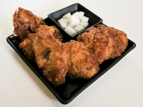 korean fried chicken in a plate