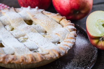 homemade apple pie and fresh fruits