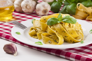 Pasta tagiatelle with pesto