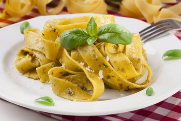Pasta tagiatelle with pesto