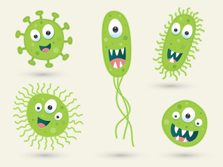 A set of cute green germ characters