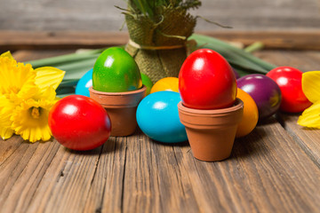 Easter eggs and flowers