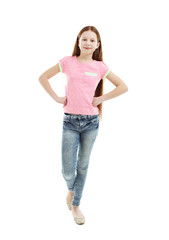 Obraz premium Beautiful little girl, isolated on white