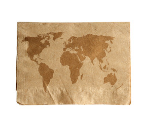 brown napkin isolate on white (clipping path)