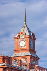 Famous old clock on a tower in the city of Vladimir, Russia