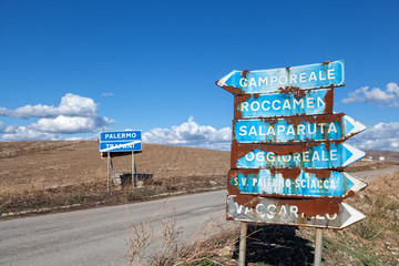 Rusty road signs in Sicily