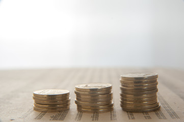 Bar chart Coins on newspaper