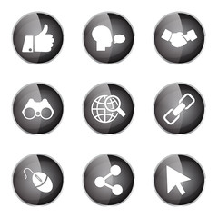 Social Internet Black Vector Button Icon Design Set