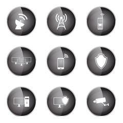 Telecom Communication Black Vector Button Icon Design Set