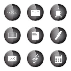 Office Work Black Vector Button Icon Design Set