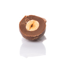 Chocolate balls with over white background