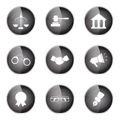 Law Sign Black Vector Button Icon Design Set