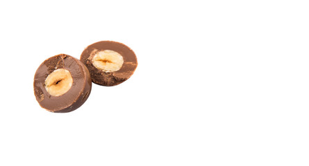 Chocolate balls with over white background