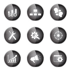 SEO Internet Sign Black Vector Button Icon Design Set 5
