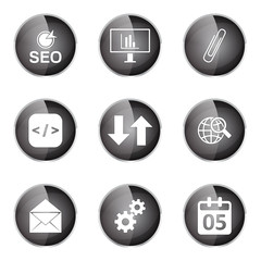SEO Internet Sign Black Vector Button Icon Design Set 6