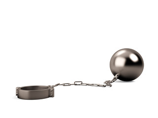 Ball and chain isolated on a white background