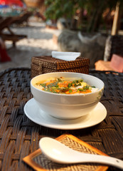 Asian vegetable soup with mushrooms