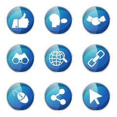 Social Internet Blue Vector Button Icon Design Set