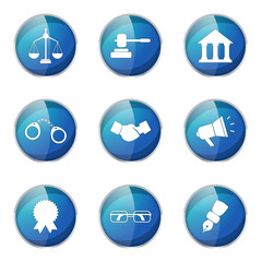 Law Sign Blue Vector Button Icon Design Set
