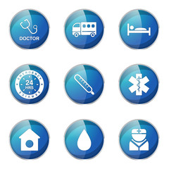 Hospital Health Blue Vector Button Icon Design Set 2