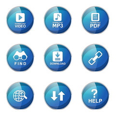 Multimedia Web Internet Blue Vector Button Icon Design Set