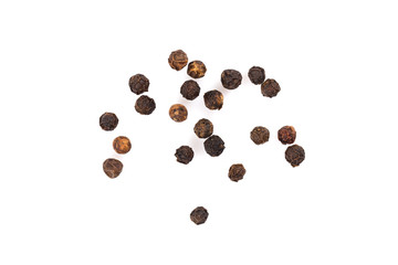 Black pepper seeds on white