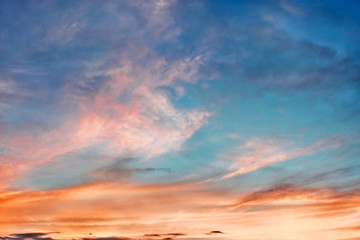 Sunset with multicolor clouds