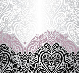 Pink silver and black wedding vintage invitation background