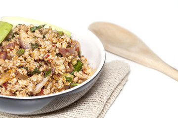 Spicy Chicken  (Larb Chicken salad)Traditional Thai food