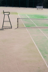 Green outdoor tennis court