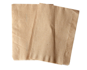 brown napkin isolate on white (clipping path)