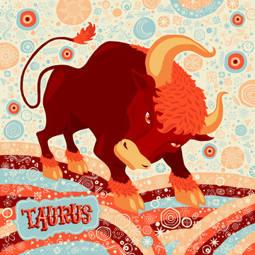 Astrological zodiac sign Taurus. Part of set of horoscope signs