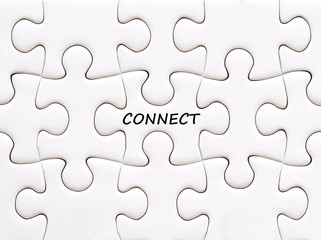 Connect word on white puzzle piece, internet concept background