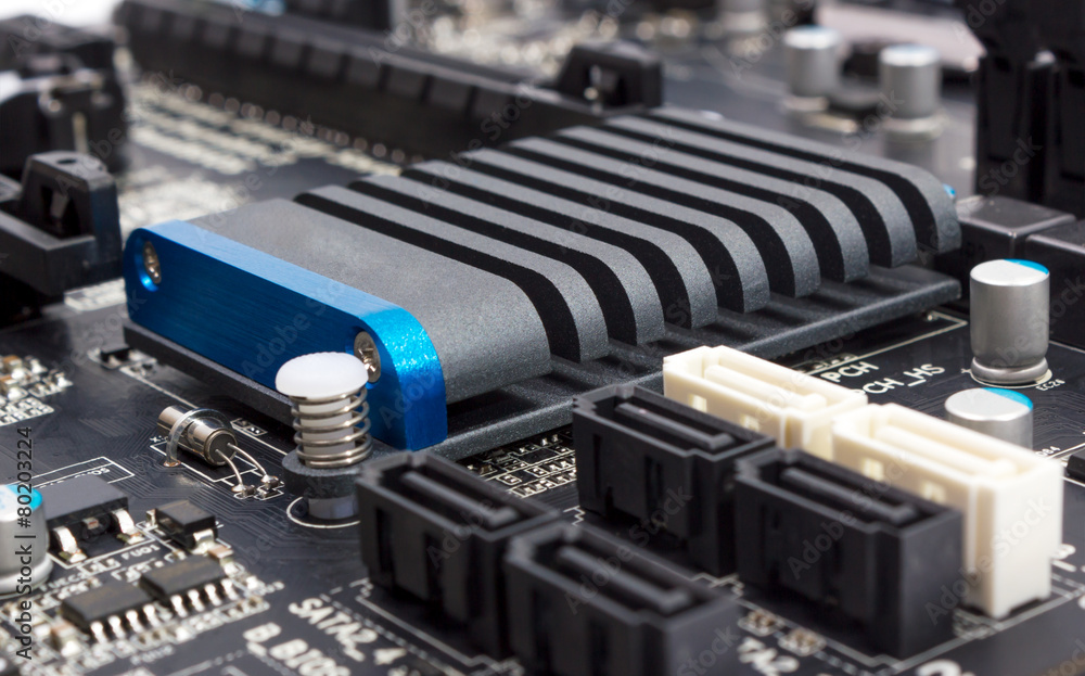 Poster electronic collection - digital components on computer mainboard
