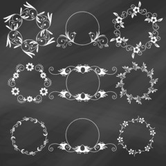 set of decorative floral design elements