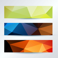 set of colorful triangles pattern banners template, vector
