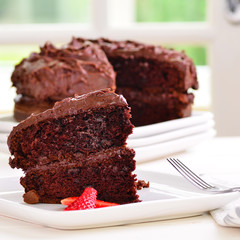 Fresh home made sticky chocolate cake