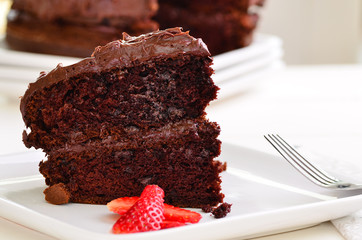 Fresh home made sticky chocolate cake