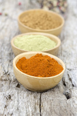 spices - cardamon, chili, cinnamon