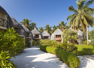 Traditional tropical huts in a garden
