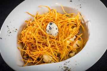 Pasta with quail egg