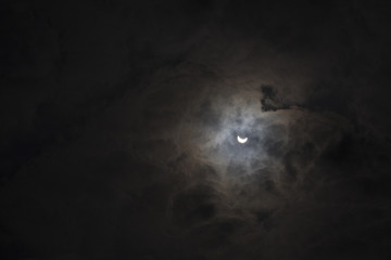 eclissi cielo nero sole luna