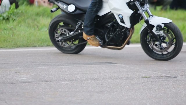 Stunt on motorcycle on Festival of art and film stunt
