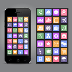 Touchscreen smartphone with application icons