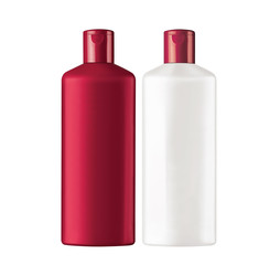 Plastic bottles shampoo isolated on white background - obrazy, fototapety, plakaty