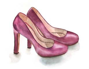Watercolour shoes on white background