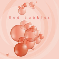 Light and fresh red bubbles in red liquid