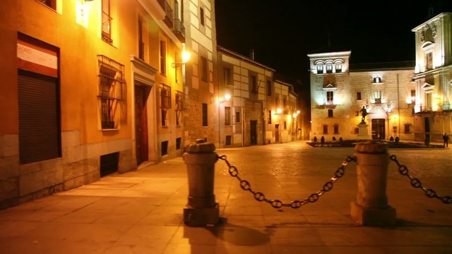 One of the central square of Madrid Plaza de la Villa at night